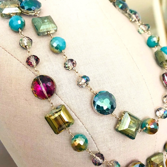 Gorgeous Vintage 925 Aurora Borealis Crystal Bead Necklace - Picture 5 of 17